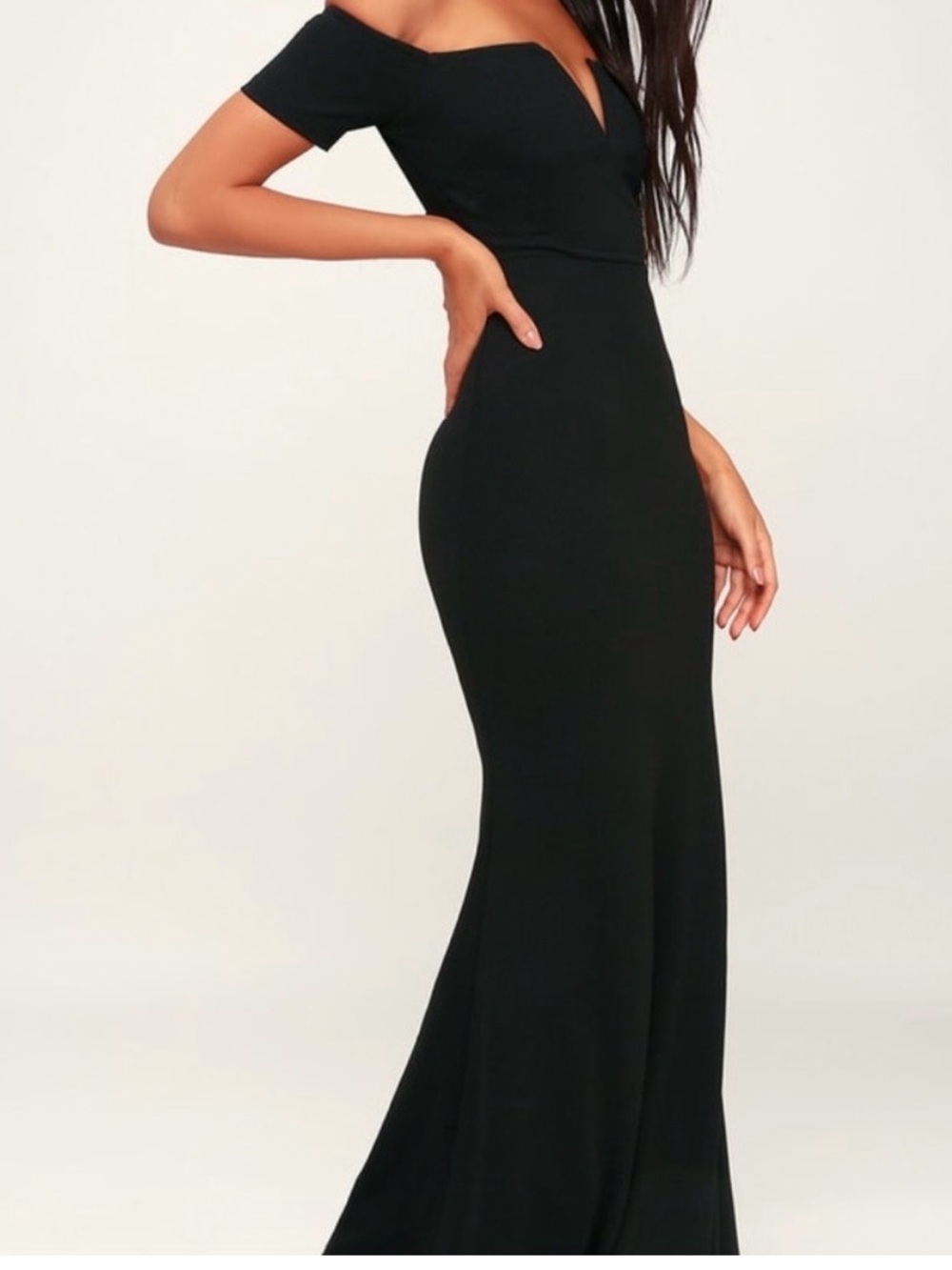 Lulu's Black Off-Shoulder Maxi Gown